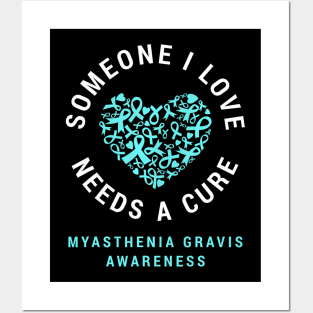 Myasthenia Gravis Support Teal  Awareness Autoimmune Posters and Art